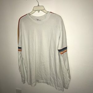 urban outfitter’s jersey long sleeve white rainbow stripe shirt size medium men